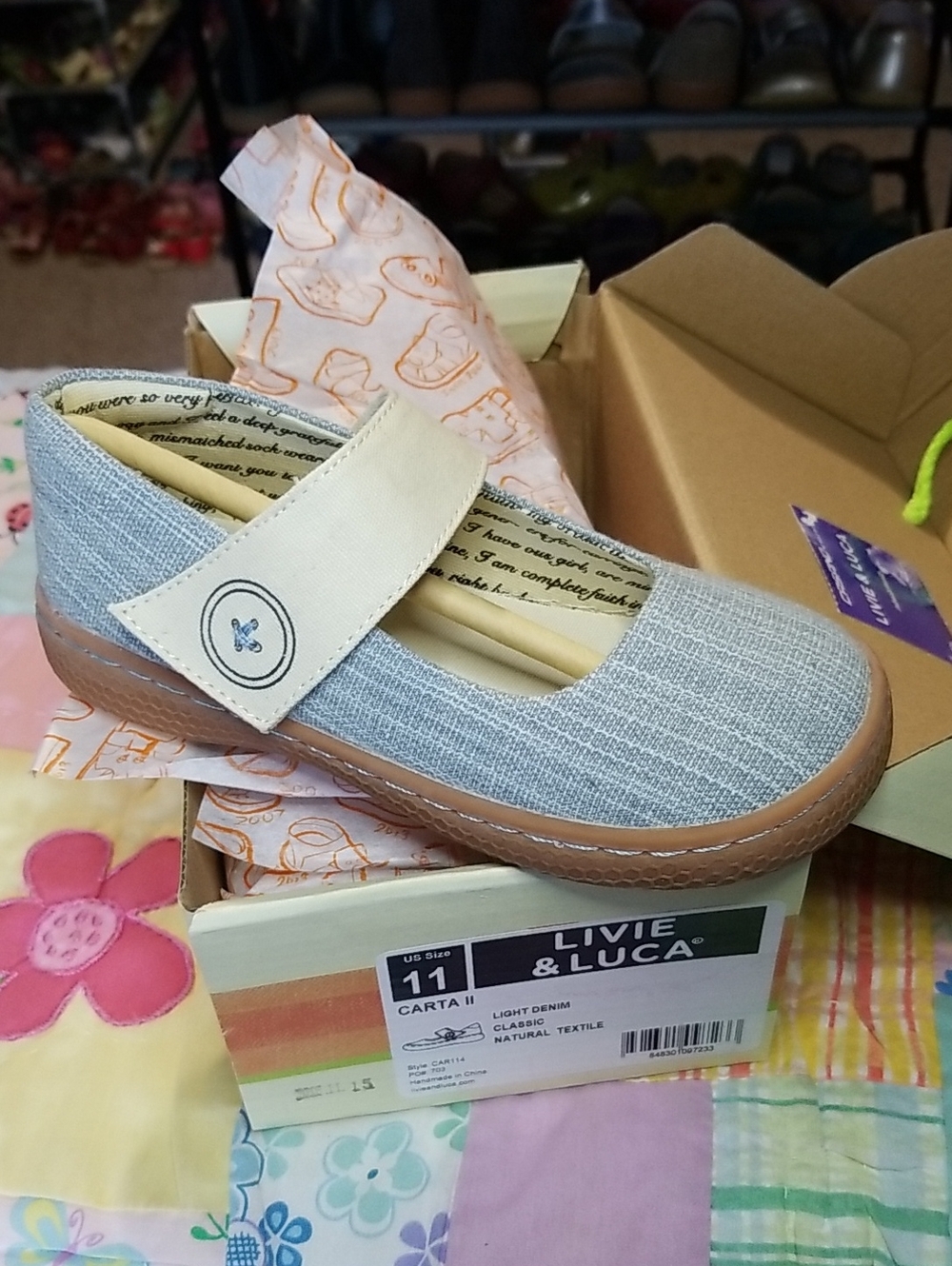 Livie & Luca Light Denim Mary Jane with Natural Strap Size 11 Carta NIB